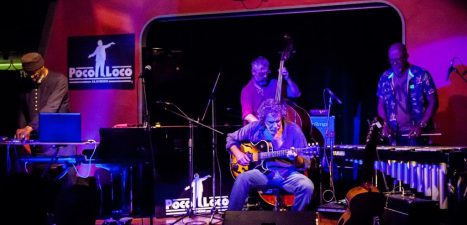 All together now (left to right) Pat Thomas, Salvatore Maltana, Orphy Robinson, Marcello Peghin (sitting) © Carl Hy